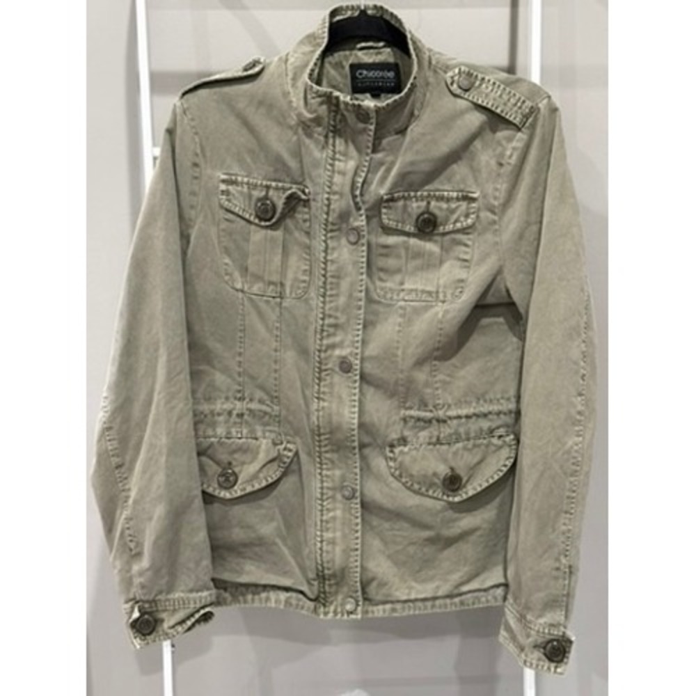 Chicoree Outerwear Womens M Utility Field Jacket Olive Green Cotton‎ Full Zip